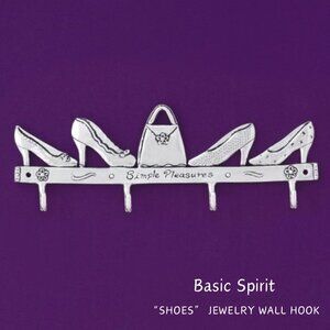 Basic Spirit Pewter “Shoes” Jewelry Wall Hooks 9" Long for Necklaces & Keychains